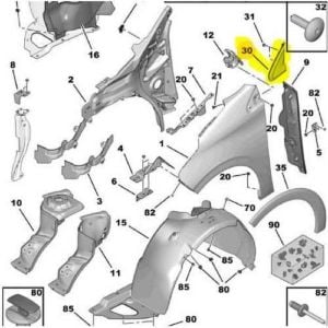 ÖN SAĞ ÇAMURLUK ÜST UÇGEN KAPAK 208 2012- 9673280280
