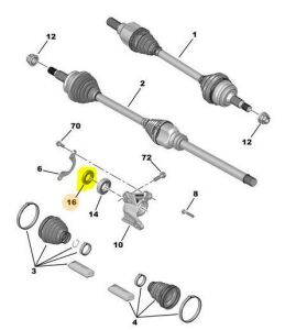 AKS ORTA RULMAN YÜZÜĞÜ 106-206-108-208-2008-3008-301-307-308