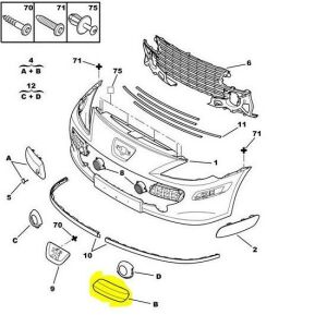 ÖN TAMPON ORTA KUŞAK BANDI SOL PEUGEOT 307 YM 2006- 7452GW-7452RQ