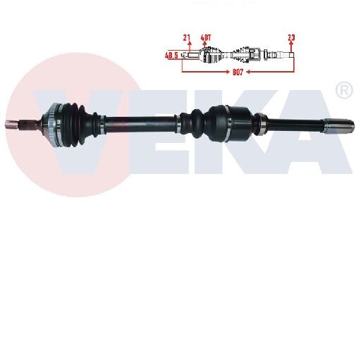 KOMPLE AKS ÖN SAĞ 206 AL4 OTOMATİK (DIŞ FREZE:21, IC FREZE: 23 BOY 807MM) 1998- 3273.4E-3273.9P-3273.9f-3273.4f