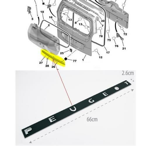 PLAKA ÇITA ÜST YAZI (PEUGEOT) PARTNER 2000-2009 8665RW-8665.RW