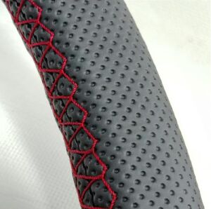 WENTT NOKTALI SİYAH DERİ & KIRMIZI DİKİŞLİ DİREKSİYON KILIFI