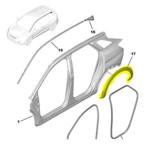 ARKA ÇAMURLUK AGIZ ÇITASI SOL PEUGE 3008 SUV 2016- 98116343XT-98252891XT-98365912XT